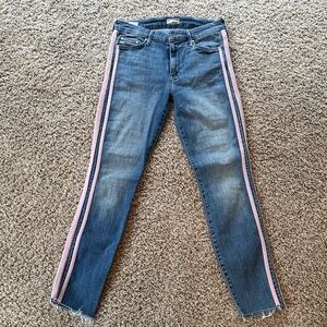 MOTHER Jeans The Looker Thunderstruck Racer with Pink Accents,Ankle Frey Size 27